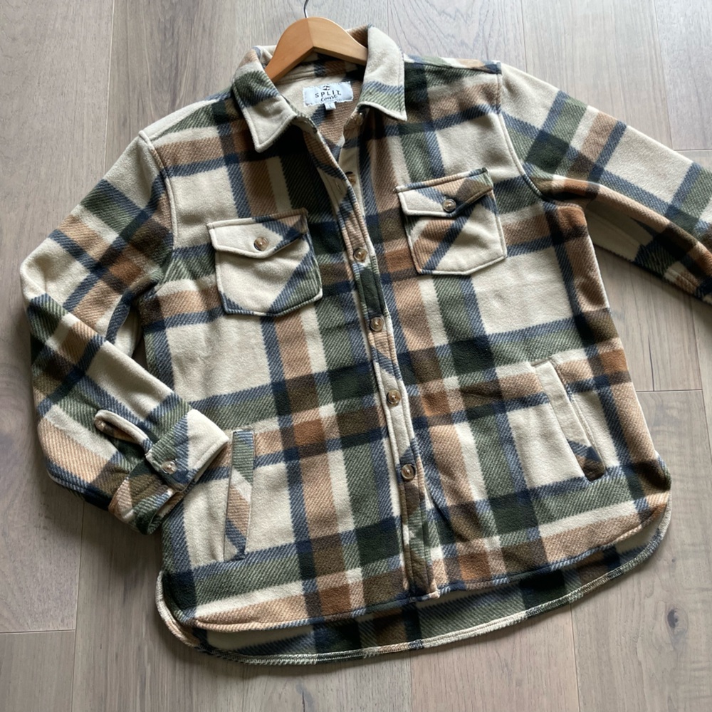 Polar Fleece Heartfelt Shacket in Natural by Split Coast